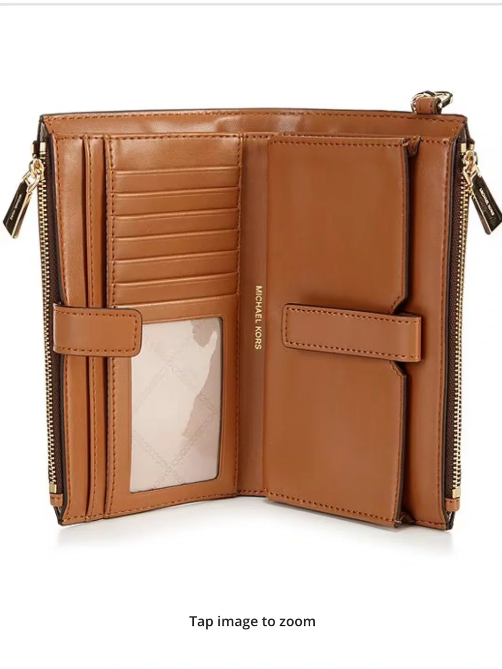 Michael Kors Jet Set Travel Large Double Zip Wristlet Wallet Brown NWT